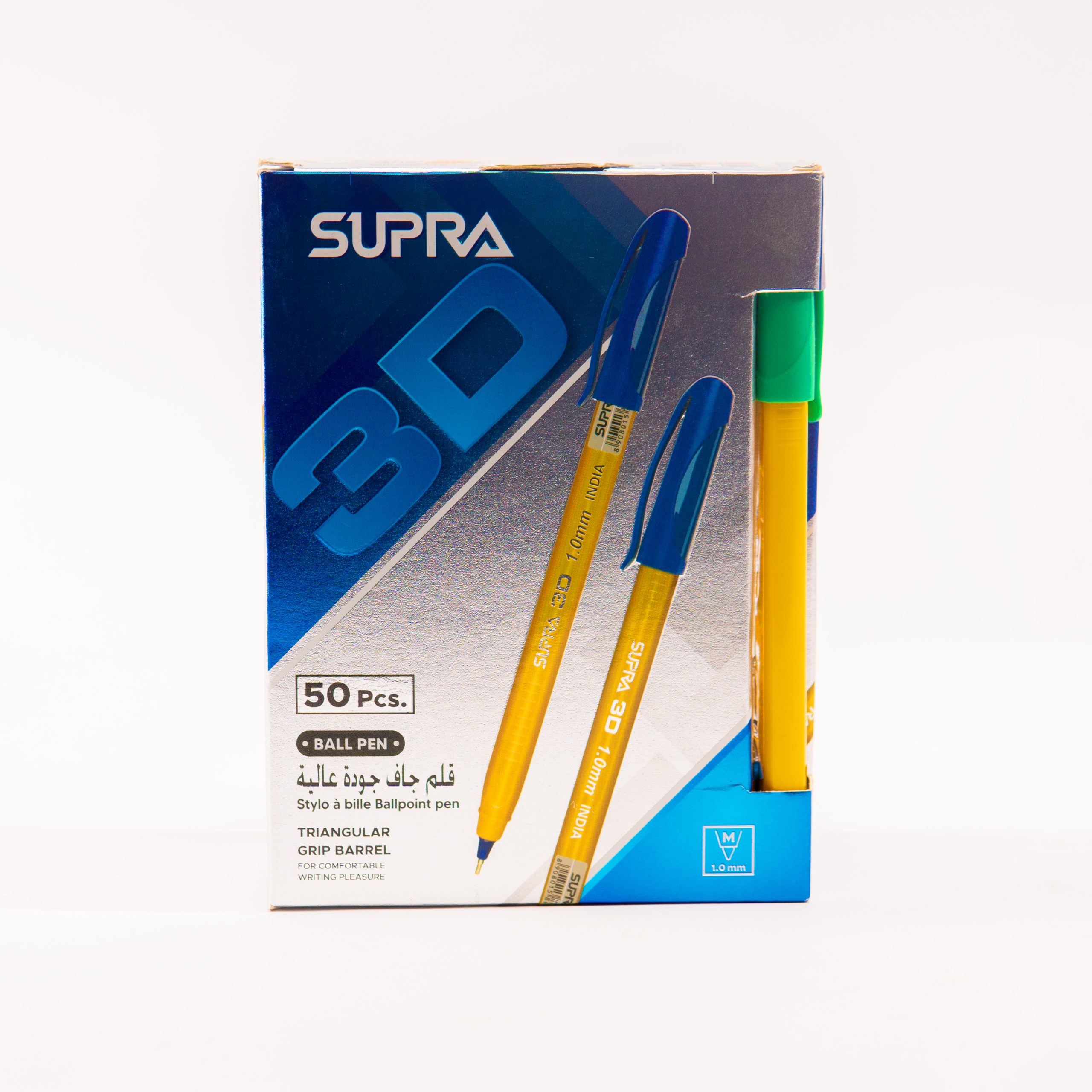 Stylo à bille Supra 3D 50 pcs 1.0 mm corps jaune Vert