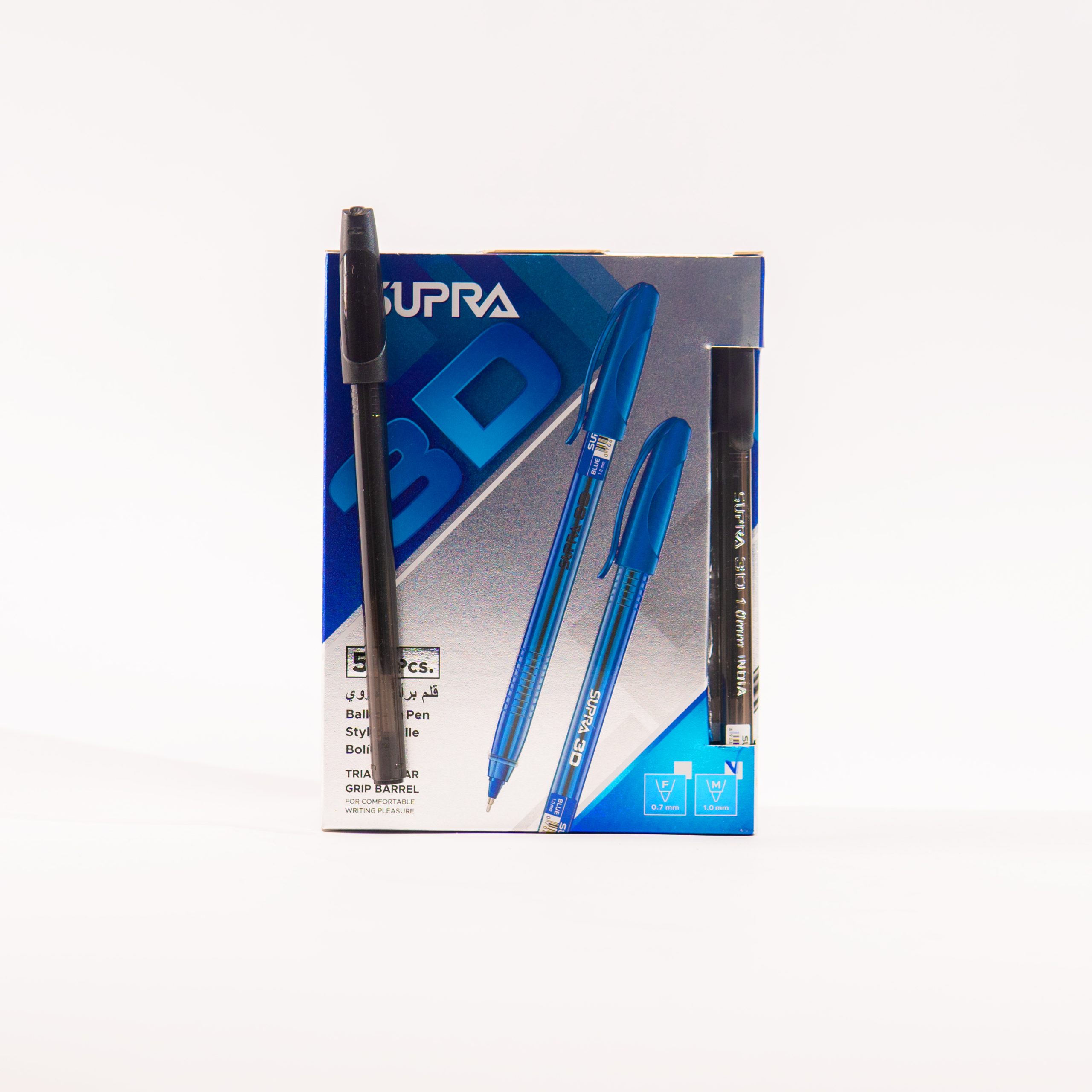 Stylo à bille Supra 3D 1.0 mm corps translucide noir boite de 50 pcs – Image 4