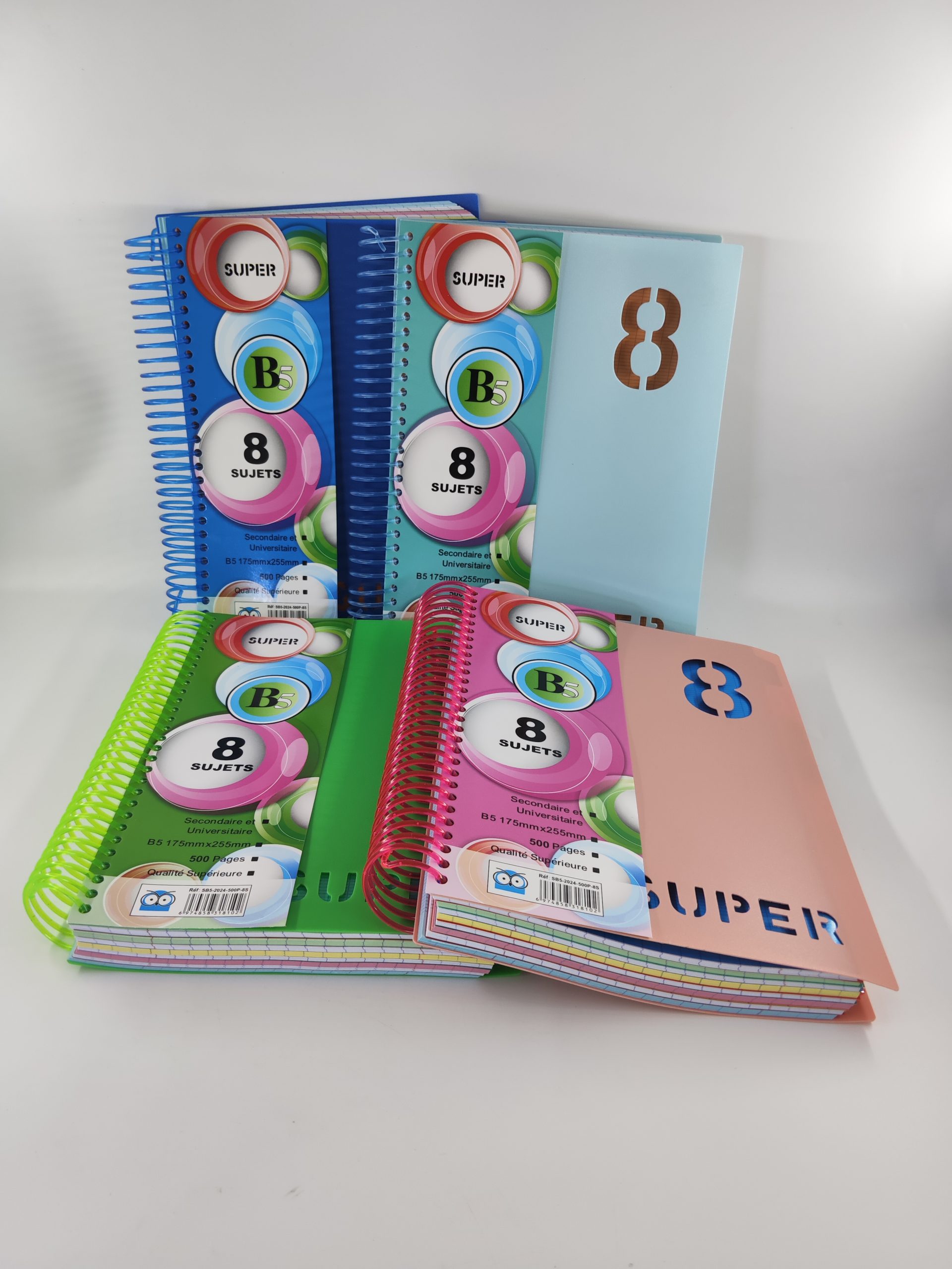 Cahier en spirale pp 500p B5 SUPER 8 sujets