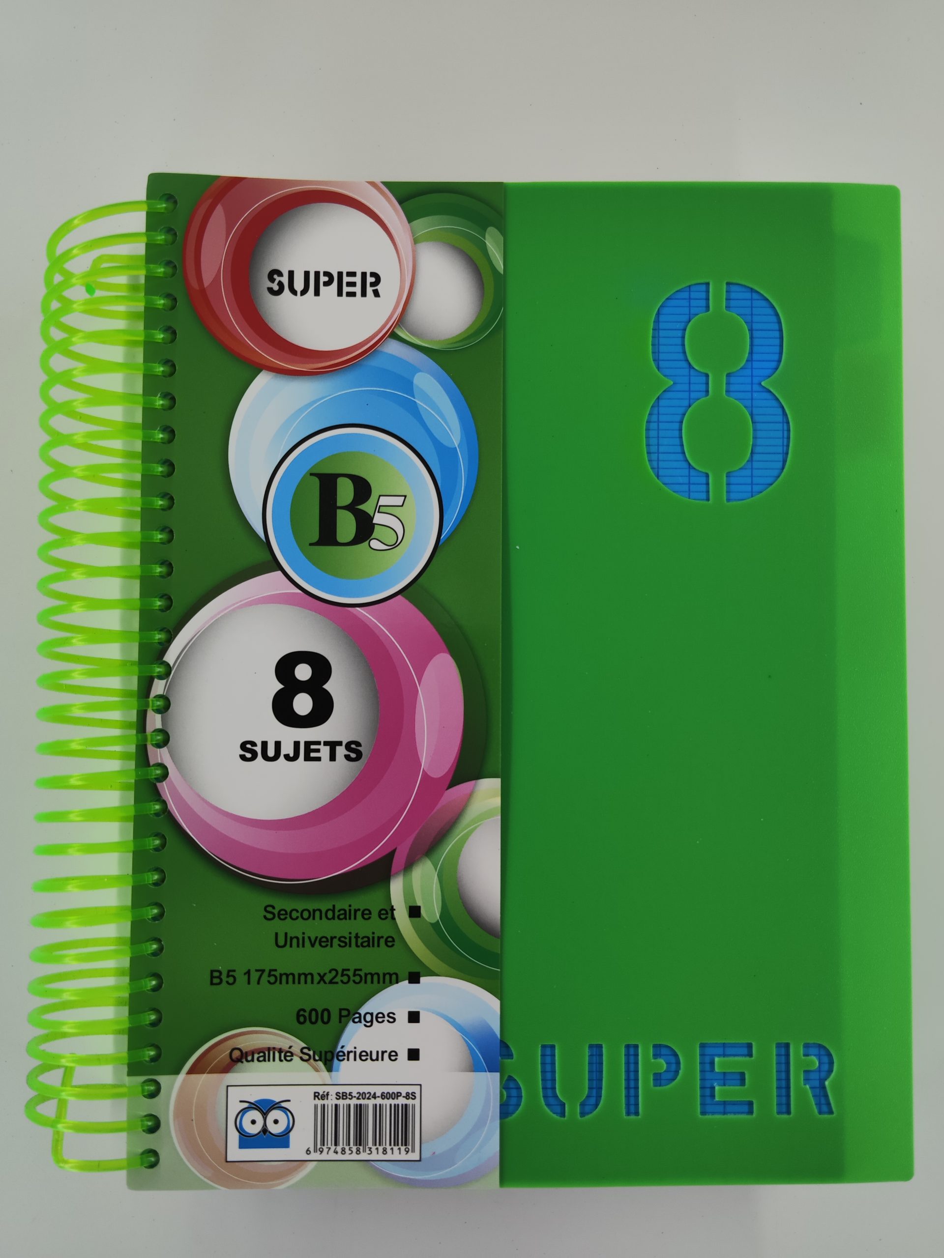 Cahier en spirale pp 600p B5 SUPER 8 sujets