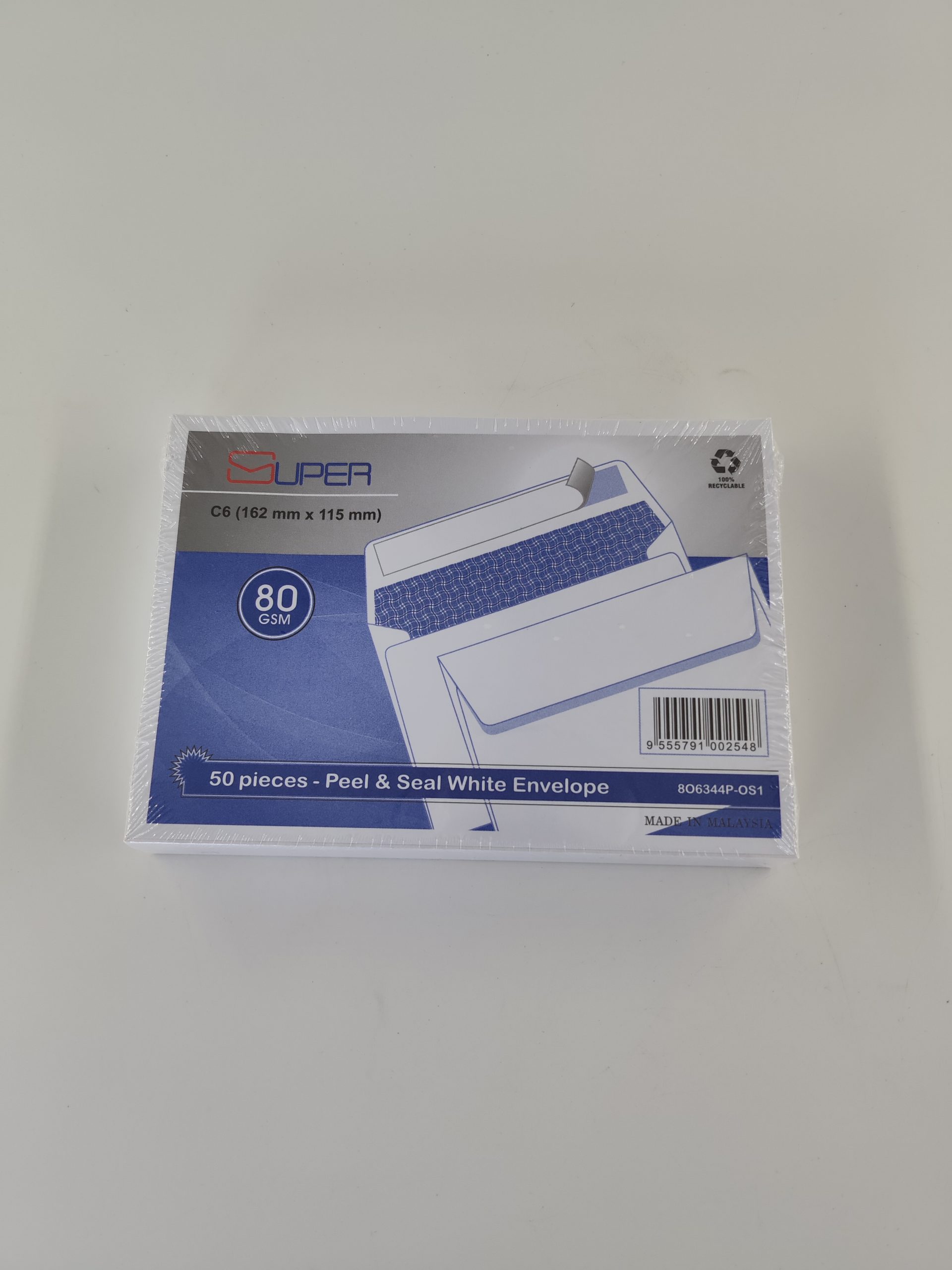Enveloppe Blanche 115x162mm SUPER 80gsm auto collant 50 pièces