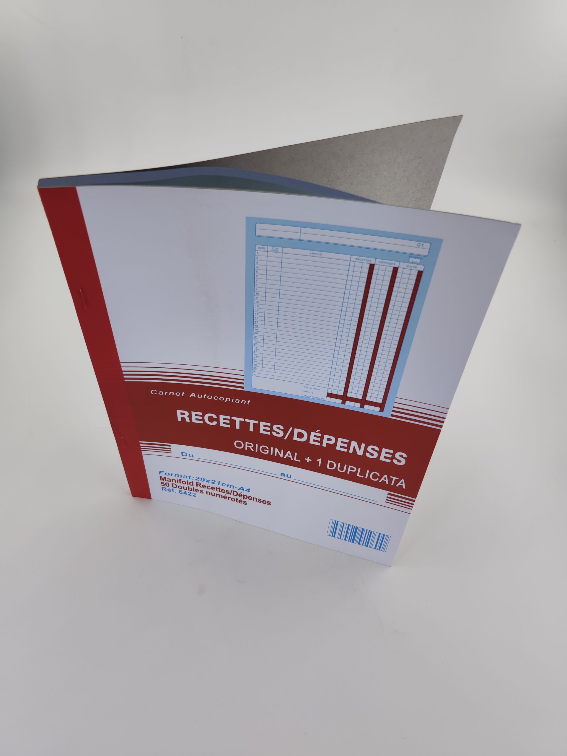 Carnet recette dépense A4 dupli autocopiant de 50 feuilles – Image 3